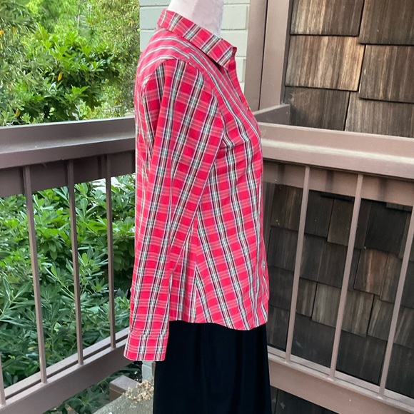 Talbots red christmas plaid button down blouse size 4 - Picture 5 of 13